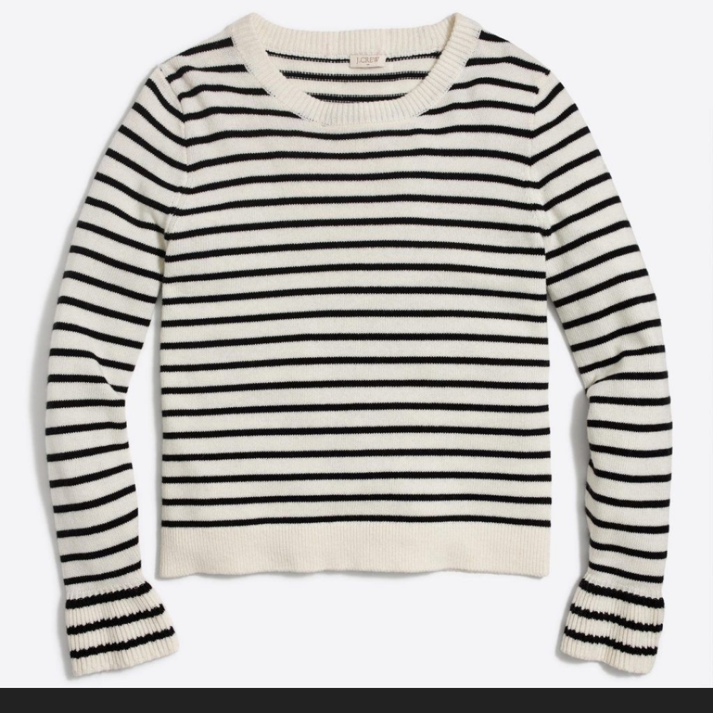 J. Crew Black/White Bell Sleeve Sweater
